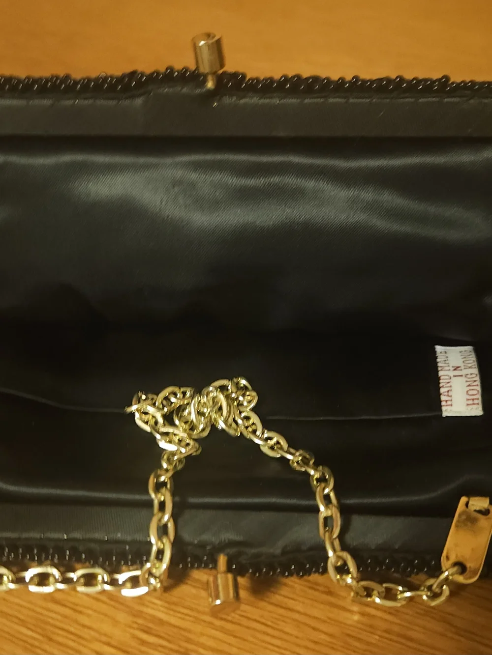 VINTAGE Handmade in Hong Kong Jet Black Beaded & Sequin Evening Bag - MINT - Picture 3 of 3